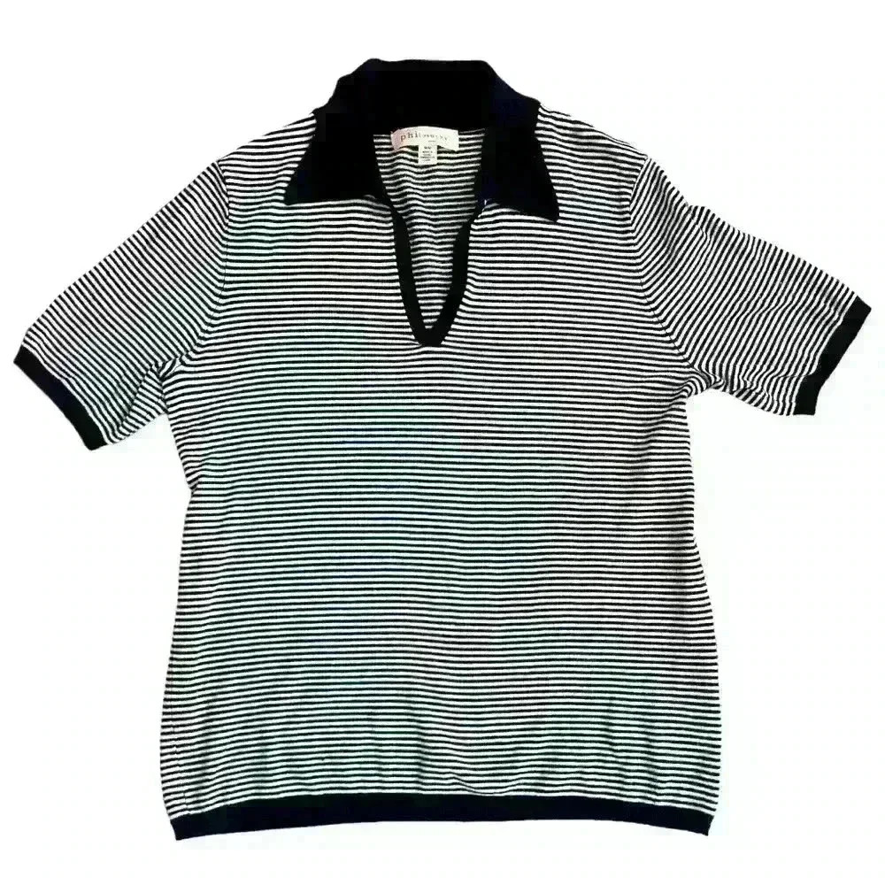 Philosophy polo sweater short sleeve top size M black  and white